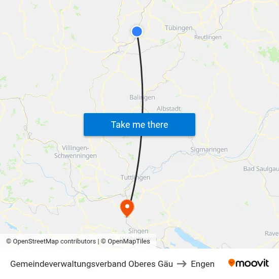 Gemeindeverwaltungsverband Oberes Gäu to Engen map