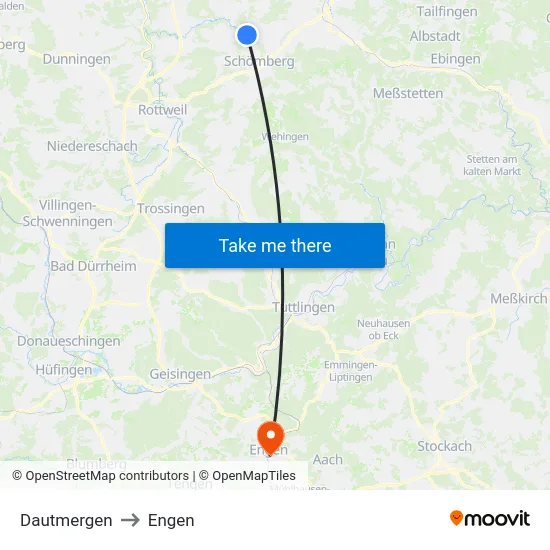 Dautmergen to Engen map