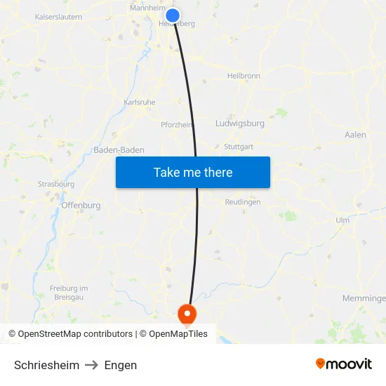 Schriesheim to Engen map