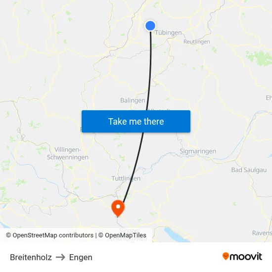 Breitenholz to Engen map