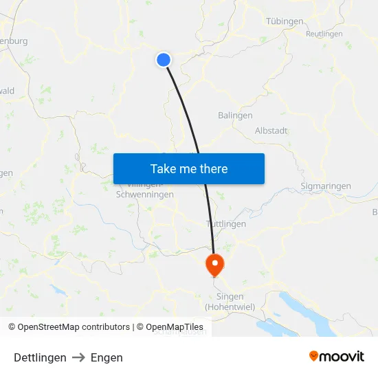 Dettlingen to Engen map
