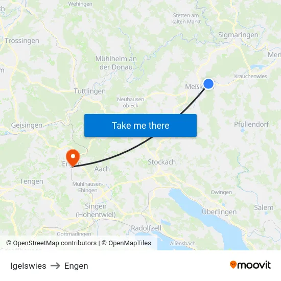 Igelswies to Engen map