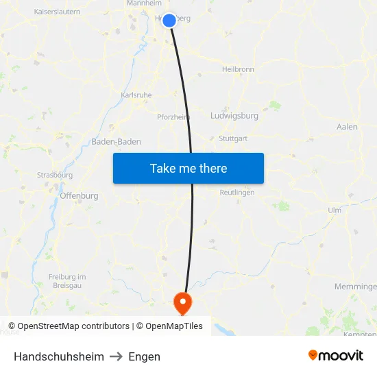 Handschuhsheim to Engen map