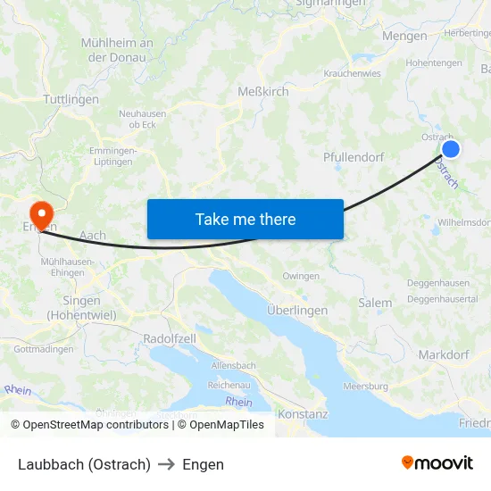 Laubbach (Ostrach) to Engen map