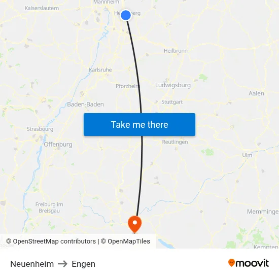 Neuenheim to Engen map