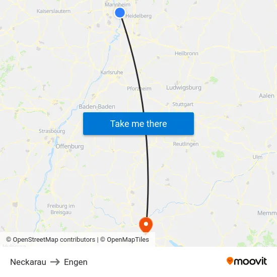 Neckarau to Engen map