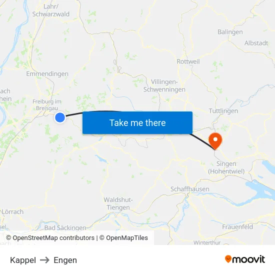 Kappel to Engen map