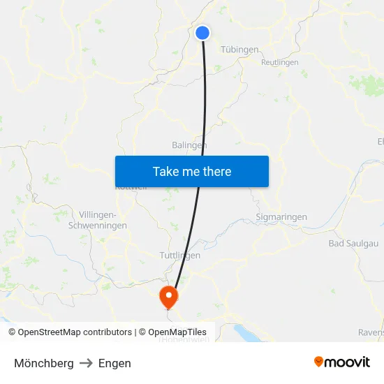 Mönchberg to Engen map