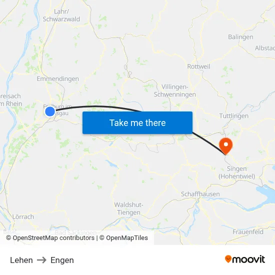 Lehen to Engen map