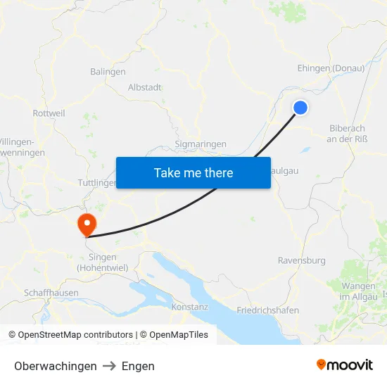 Oberwachingen to Engen map