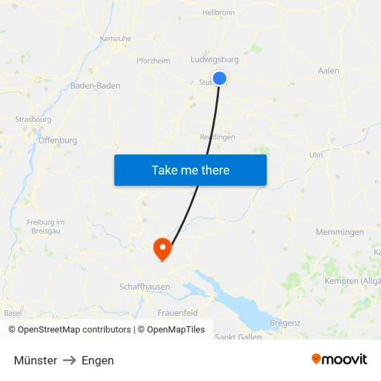 Münster to Engen map
