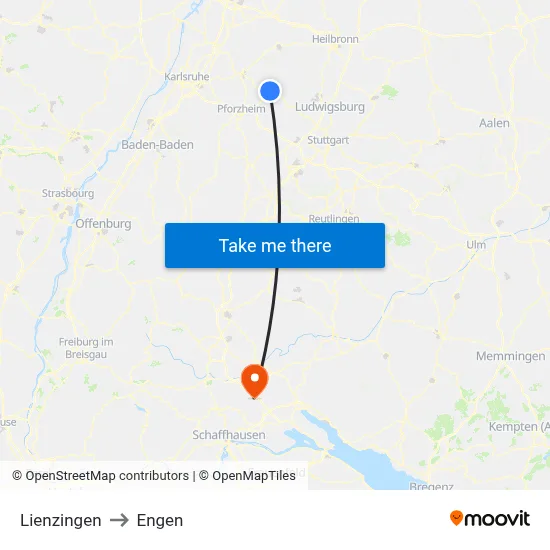 Lienzingen to Engen map