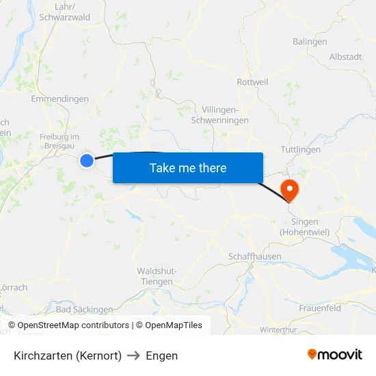 Kirchzarten (Kernort) to Engen map