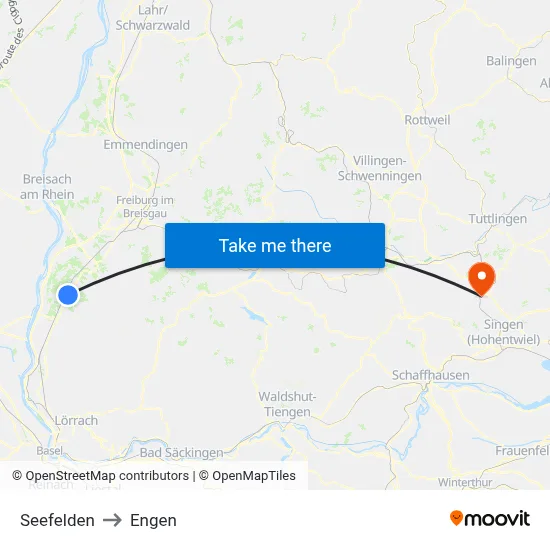 Seefelden to Engen map