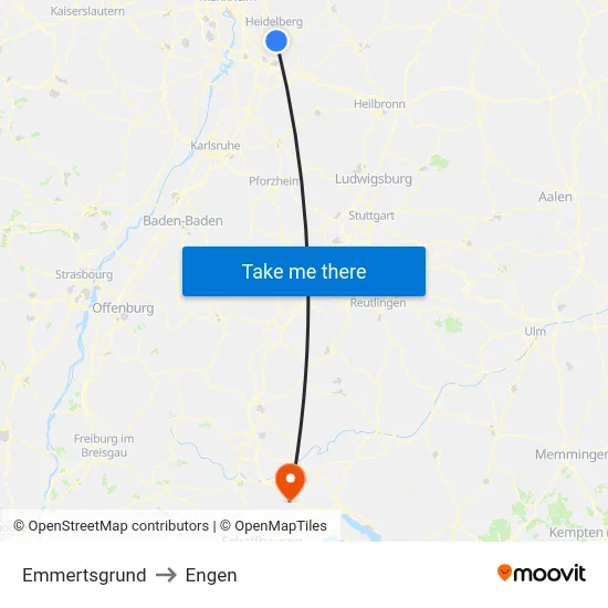 Emmertsgrund to Engen map