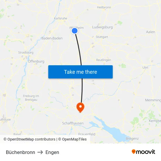 Büchenbronn to Engen map