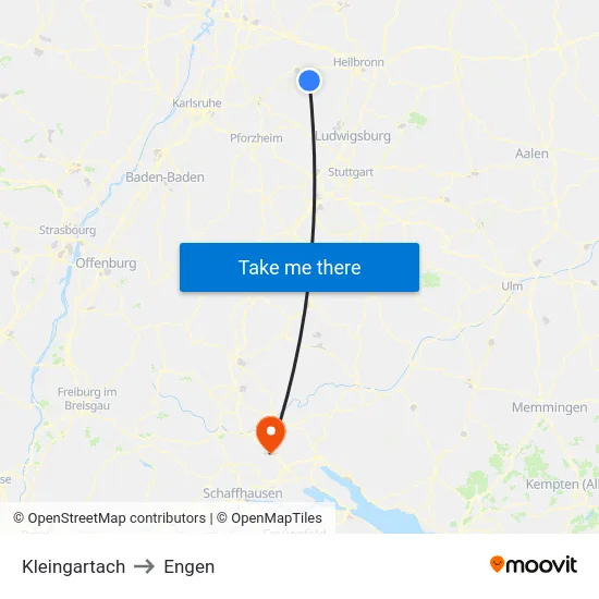 Kleingartach to Engen map