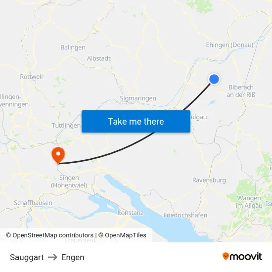 Sauggart to Engen map