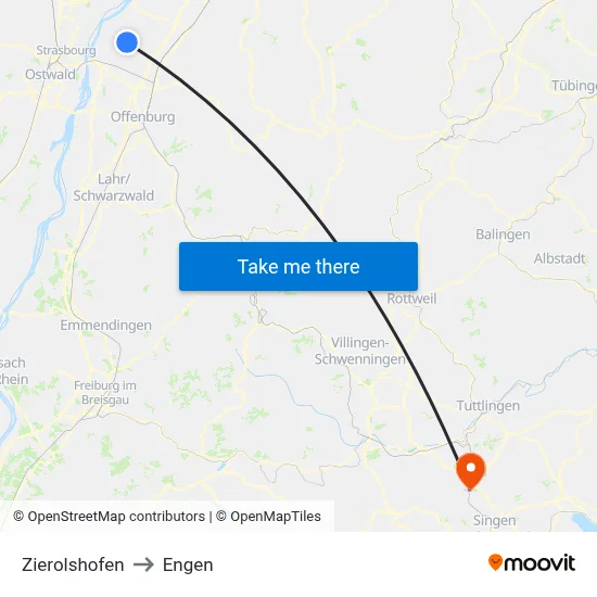 Zierolshofen to Engen map