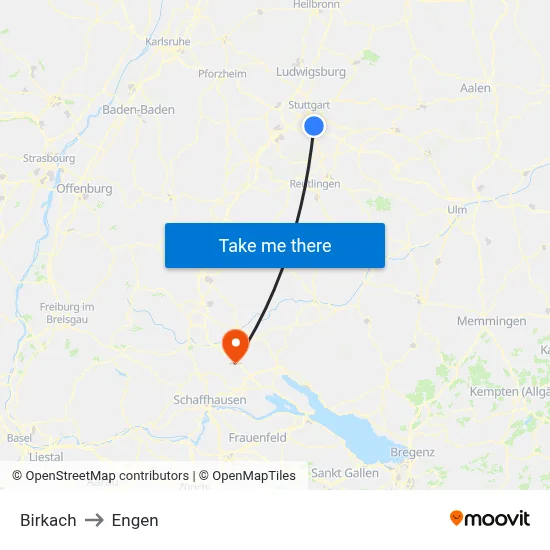 Birkach to Engen map