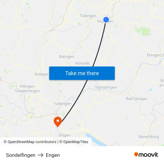 Sondelfingen to Engen map