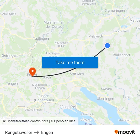 Rengetsweiler to Engen map