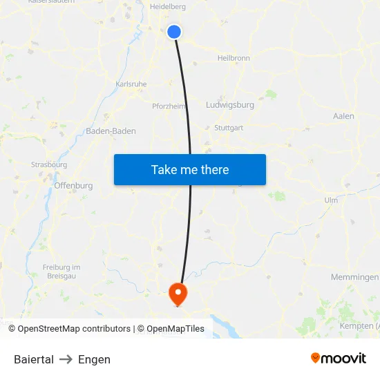 Baiertal to Engen map