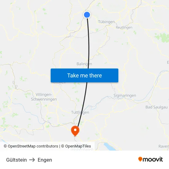 Gültstein to Engen map