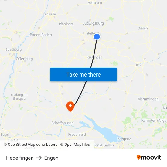Hedelfingen to Engen map