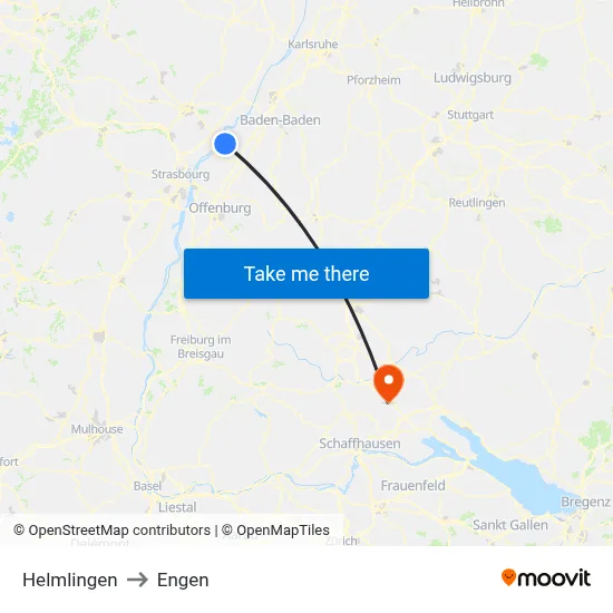 Helmlingen to Engen map