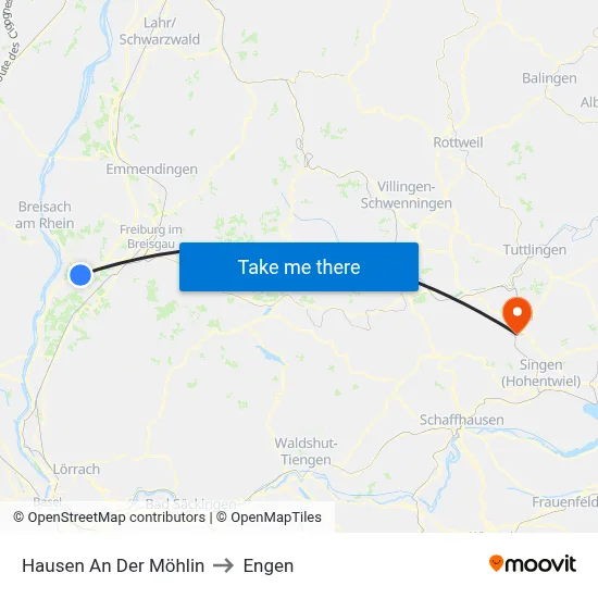 Hausen An Der Möhlin to Engen map