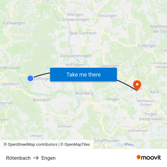 Rötenbach to Engen map