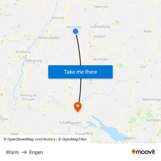 Würm to Engen map