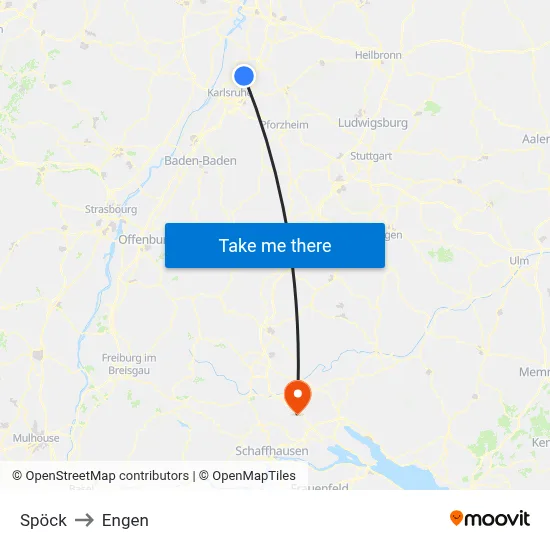 Spöck to Engen map