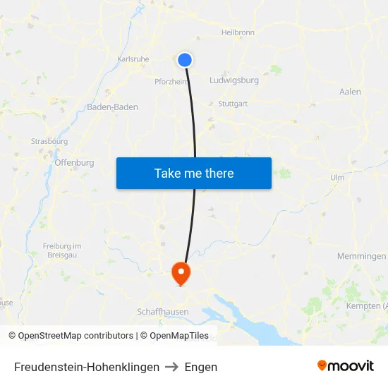 Freudenstein-Hohenklingen to Engen map