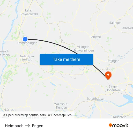 Heimbach to Engen map