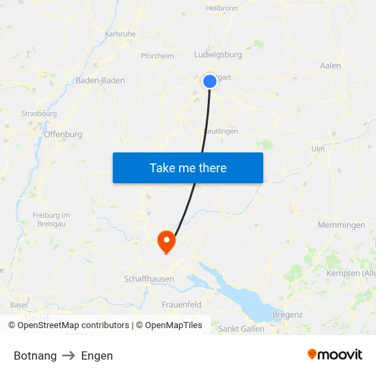 Botnang to Engen map