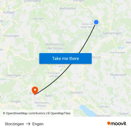 Storzingen to Engen map