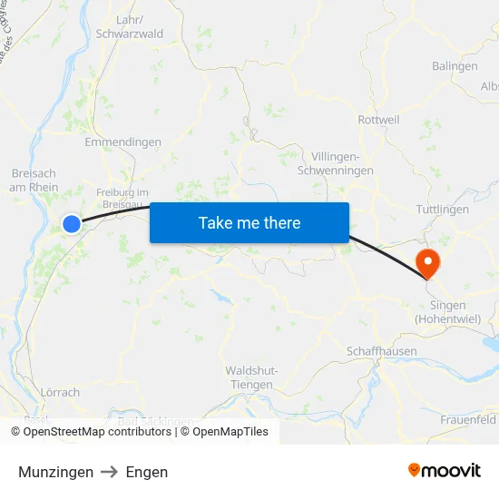 Munzingen to Engen map