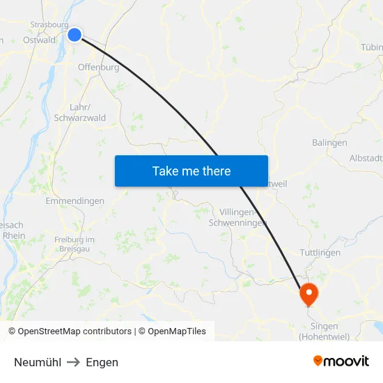 Neumühl to Engen map