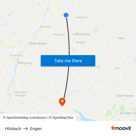Hilsbach to Engen map