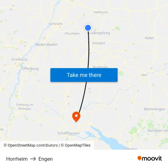 Horrheim to Engen map