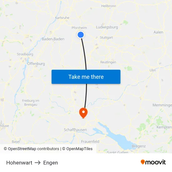 Hohenwart to Engen map