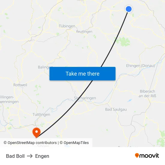 Bad Boll to Engen map