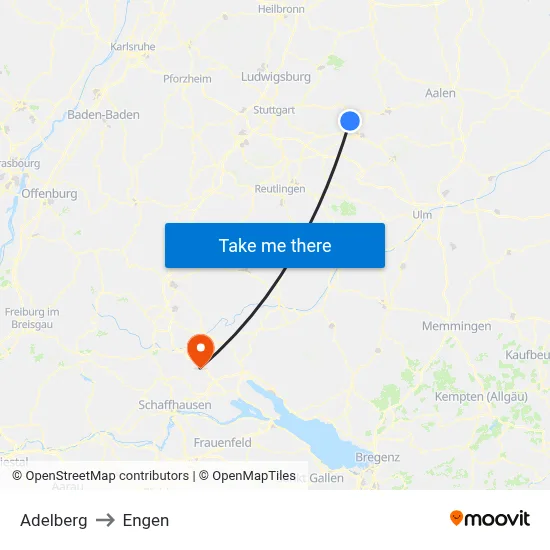 Adelberg to Engen map