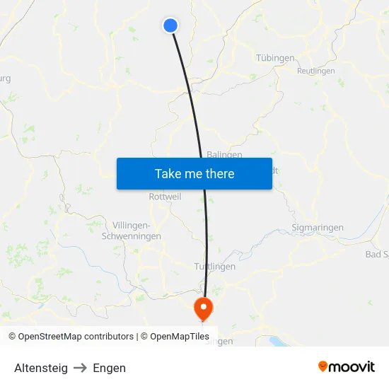 Altensteig to Engen map