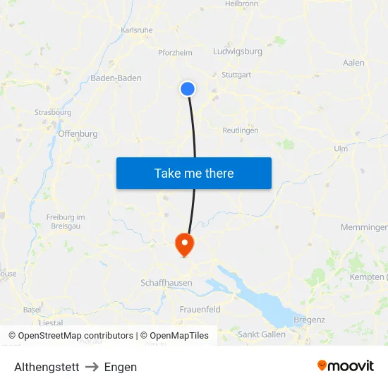 Althengstett to Engen map