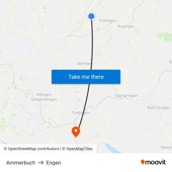 Ammerbuch to Engen map