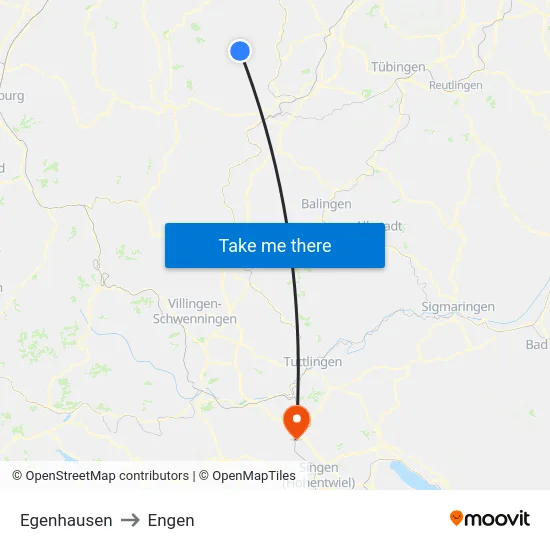 Egenhausen to Engen map