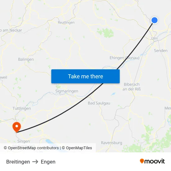 Breitingen to Engen map
